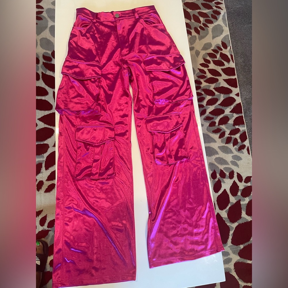 Satin Cargo Pants